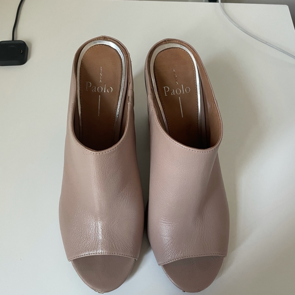 Linea Paolo size 9 open toed wedged booties